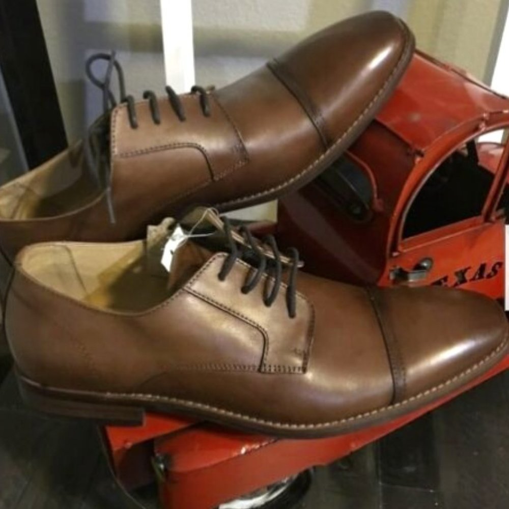 Brown Leather Cap Toe Oxford Dress Shoes